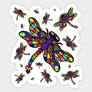 Multiple Multi-colored Dragonflies Sticker